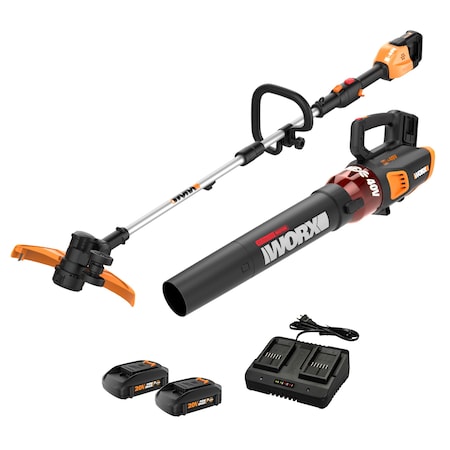 Worx 40V Power Share 13 in. Cordless String Trimmer and Turbine Leaf Blower Combo Kit WG927